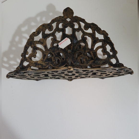 Vintage Brass Letter Napkin Mail Holder Organizer - Picture 6 of 7